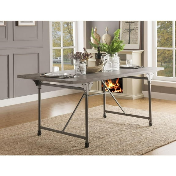 ACME Jonquil Round Dining Table in Gray Oak and Sandy Gray