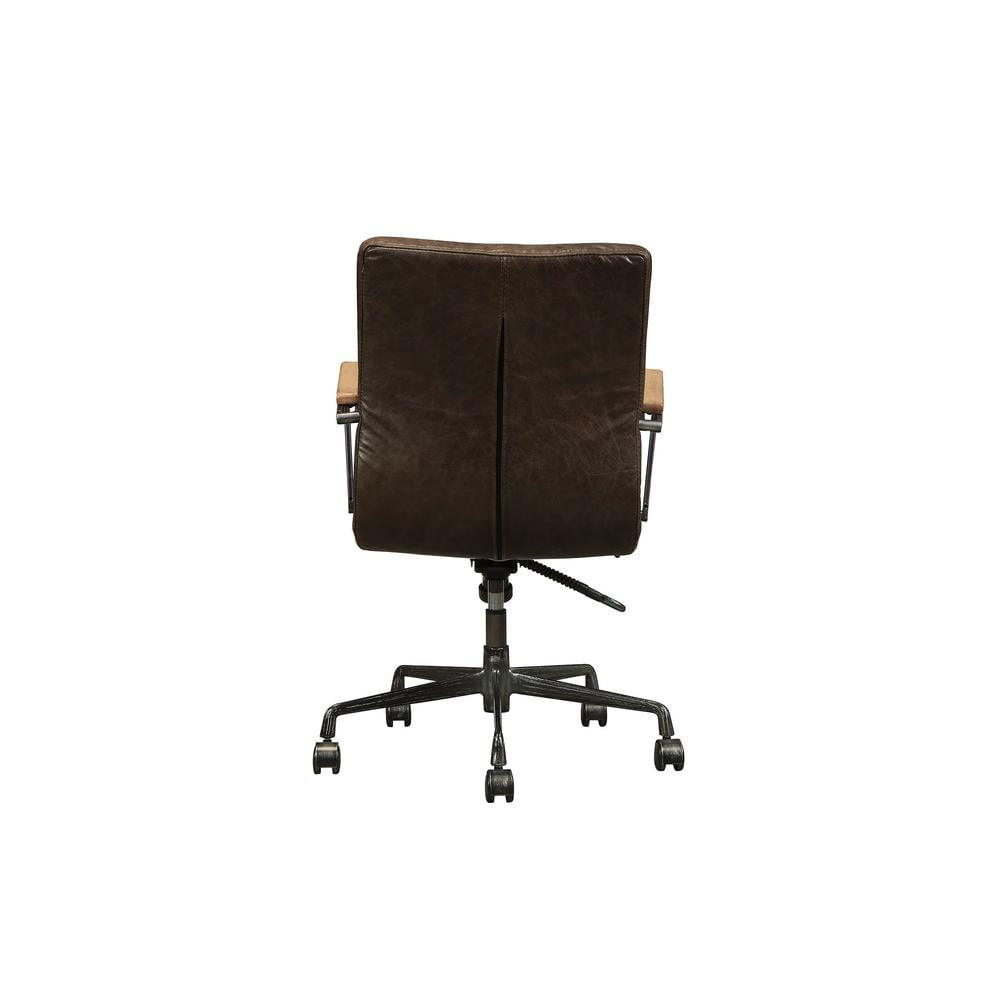 Joslin Brown Leather Swivel Executive Chair with Metal Base