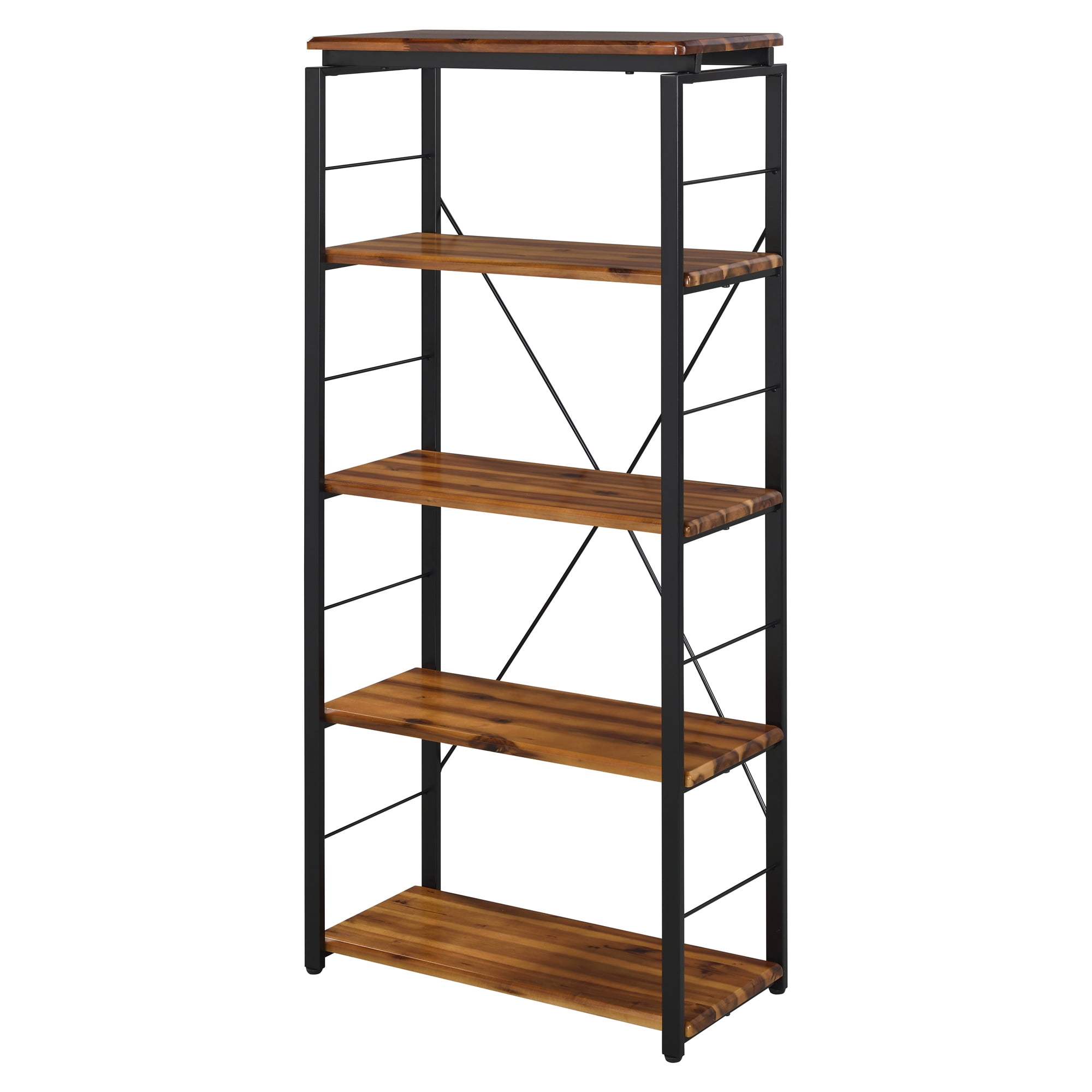 Jurgen Oak and Black Industrial Etagere Bookcase