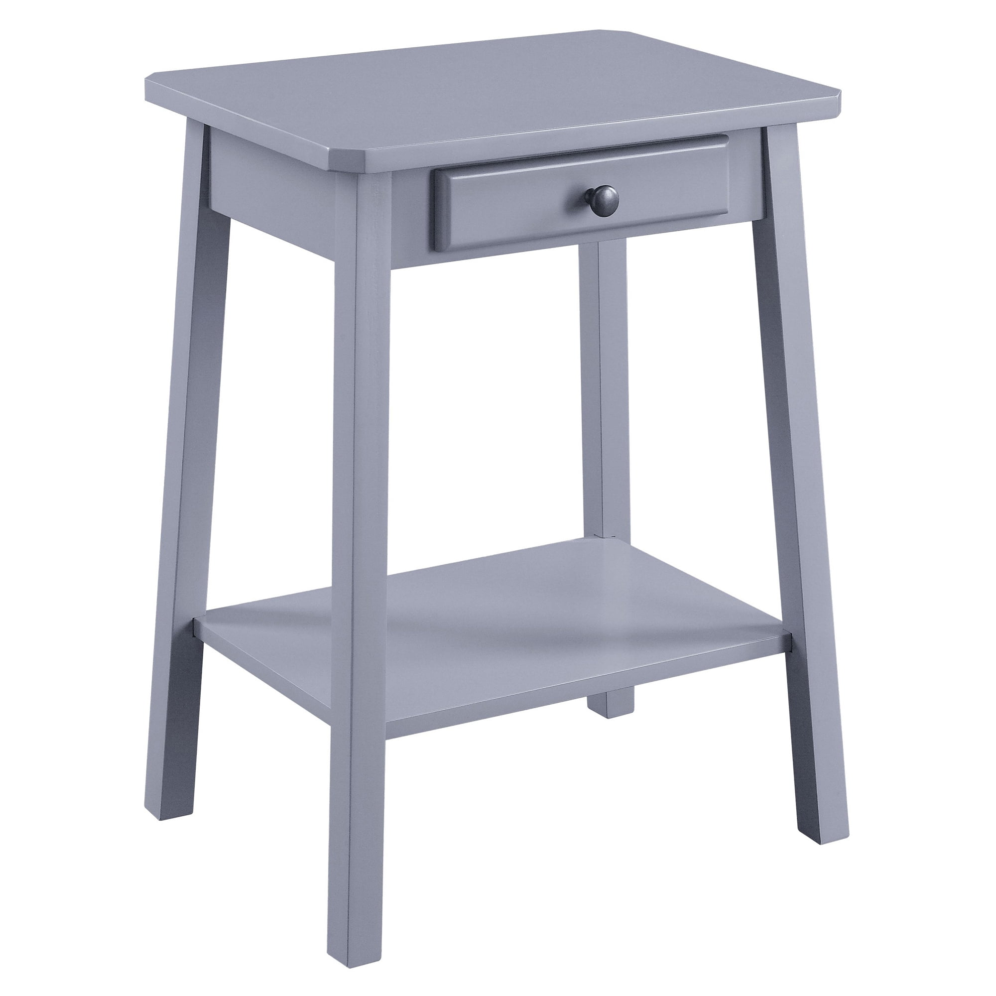 Gray Wood Accent Table with Storage Drawer and Shelf
