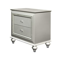 ACME Kaitlyn 2-Drawer Wooden Nightstand in Champagne White