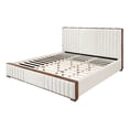 thumbnail image 1 of ACME Kaleea Chenille Upholstered Tufted Queen Bed in Beige and Walnut, 1 of 9