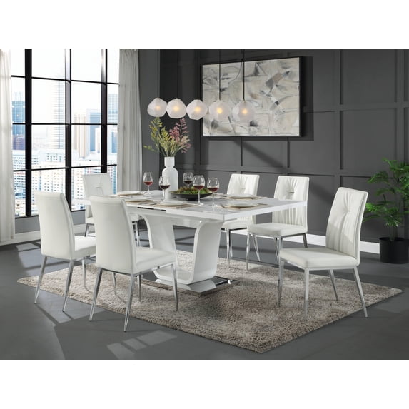 ACME Kamaile Dining Table, White High Gloss Finish