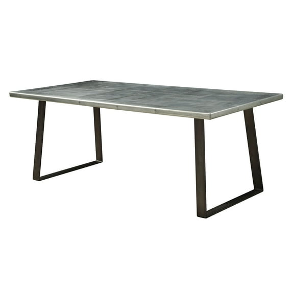 ACME Kaylia Rectangular Dining Table in Aluminum and Gunmetal