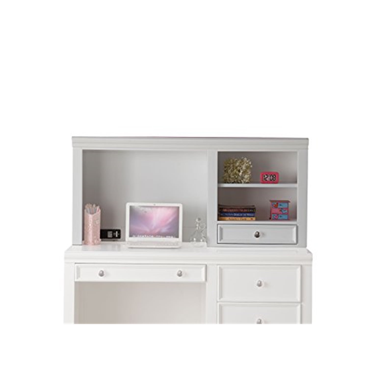 Lacey 52" White Wood Computer Hutch with Shelves