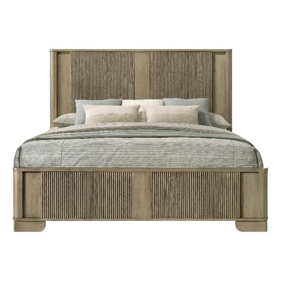 ACME Lakkari Queen Bed w/LED in Antique Oak