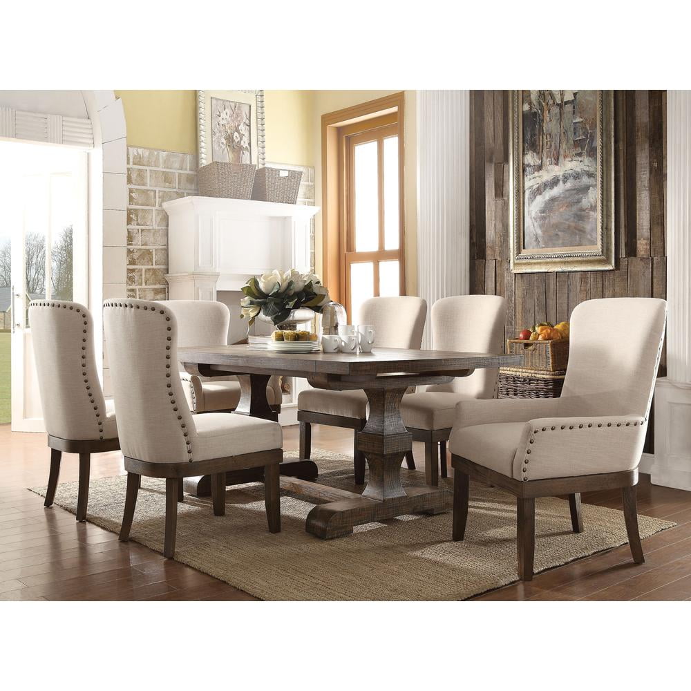 ACME Landon Square Wooden Top Dining Table in Salvage Brown