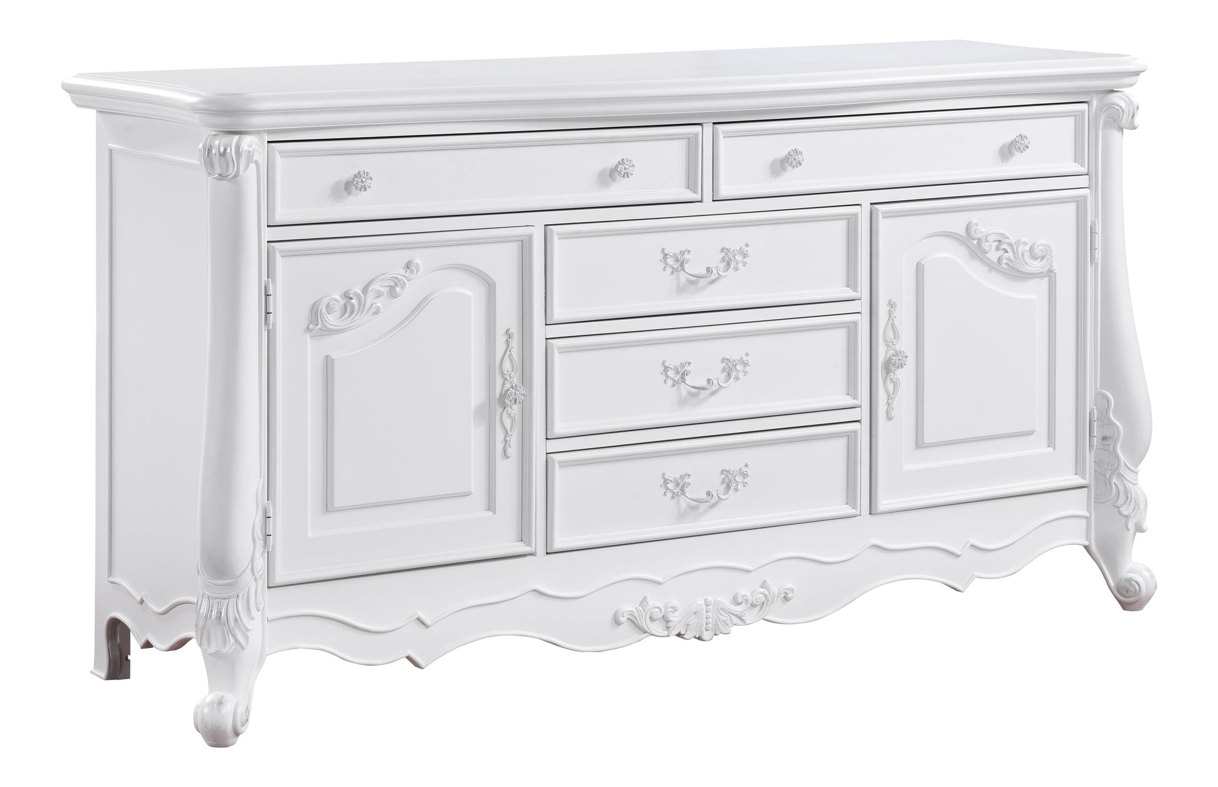 Rectangle A Resser ACME Latisha 5-Drawer Transitional Wood Rectangular Dresser in Pure ...