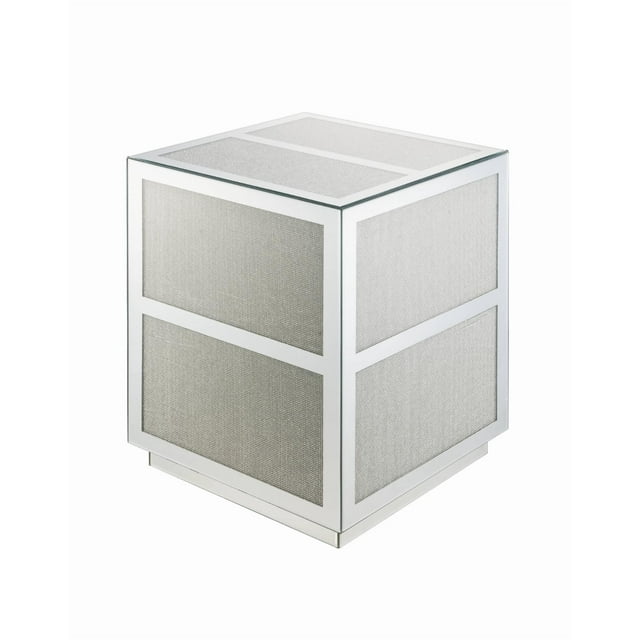 ACME Lavina End Table in Mirrored and Faux Diamonds