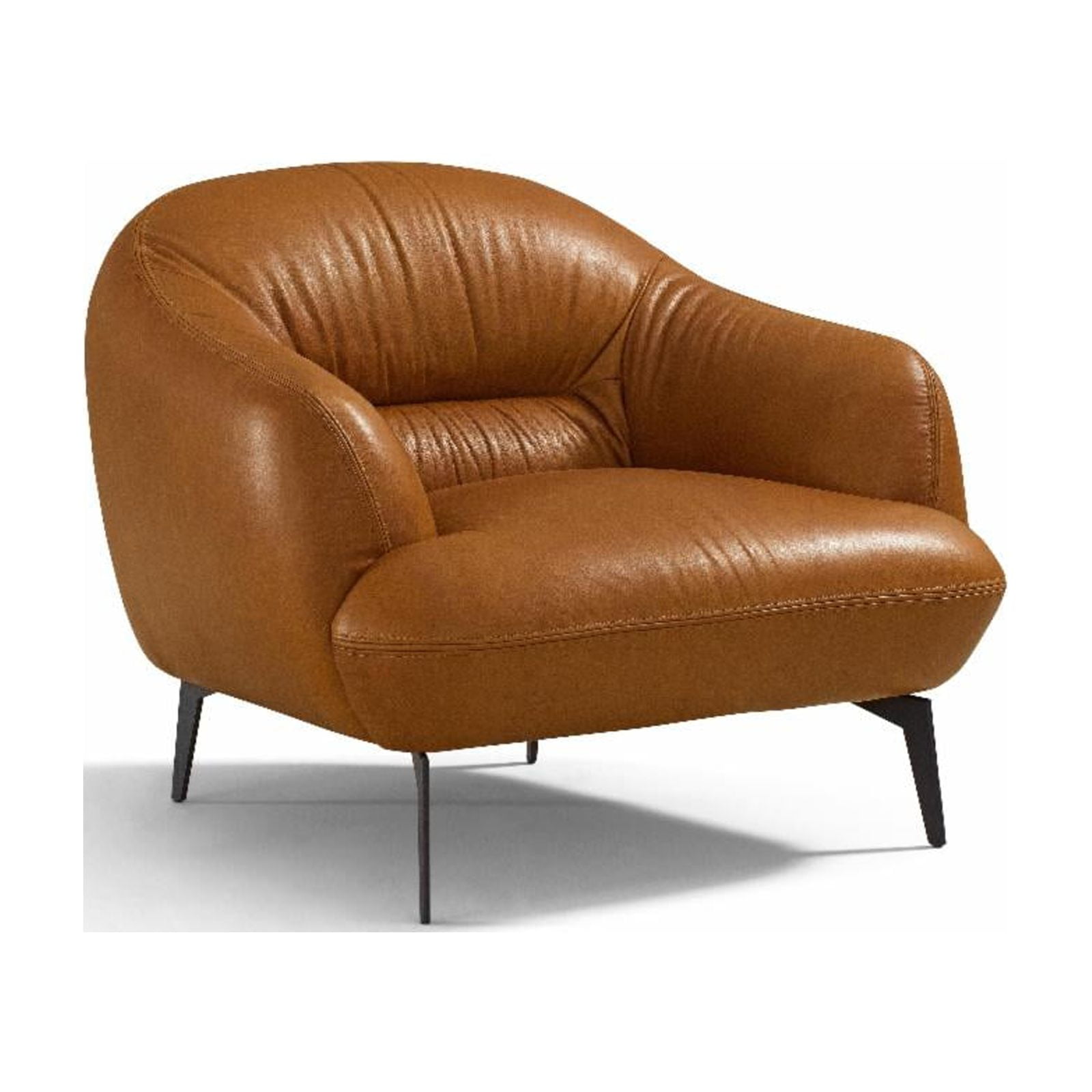 Leonia 41" Cognac Leather Accent Chair with Metal Legs
