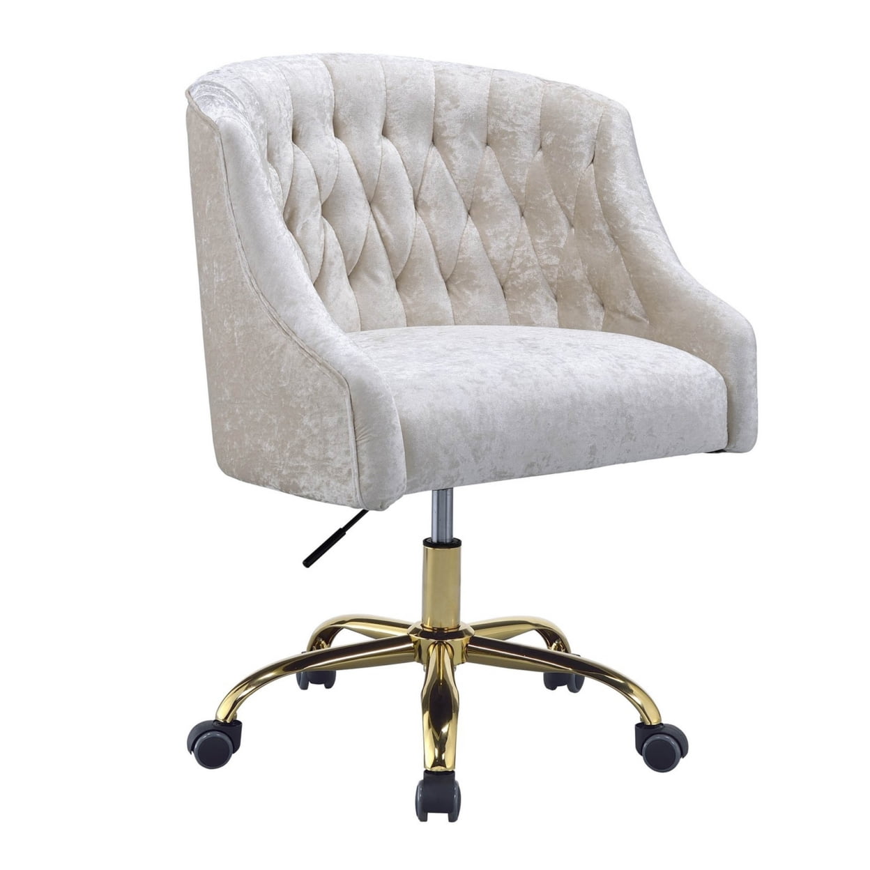 Vintage Cream Velvet Office Chair with Gold Base