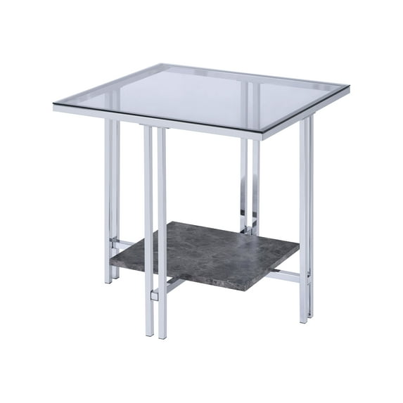 ACME Liddell End Table - - Chrome & Glass