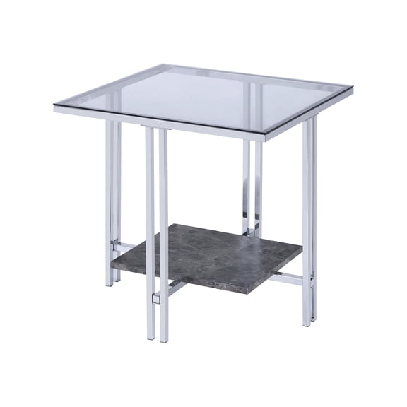 ACME Liddell End Table - - Chrome & Glass