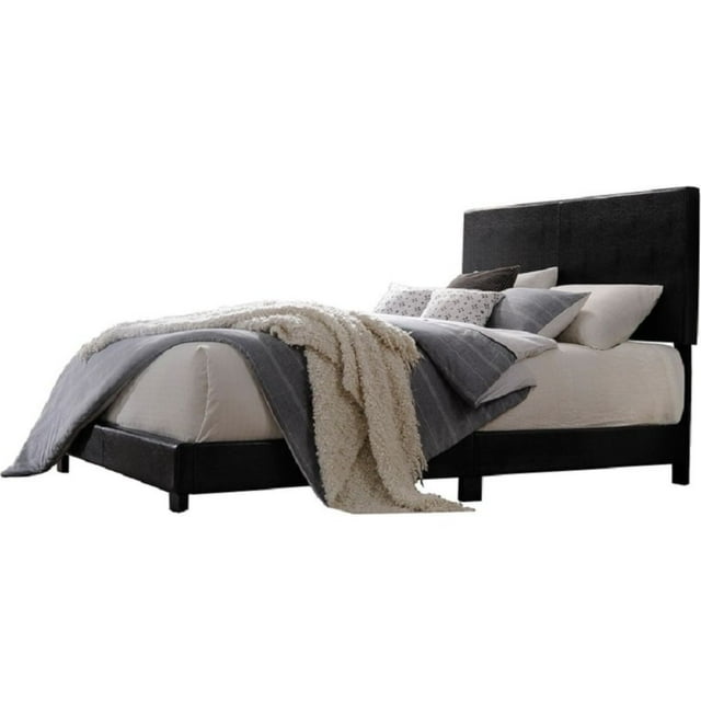 ACME Lien Panel Faux Leather Queen Bed, Black