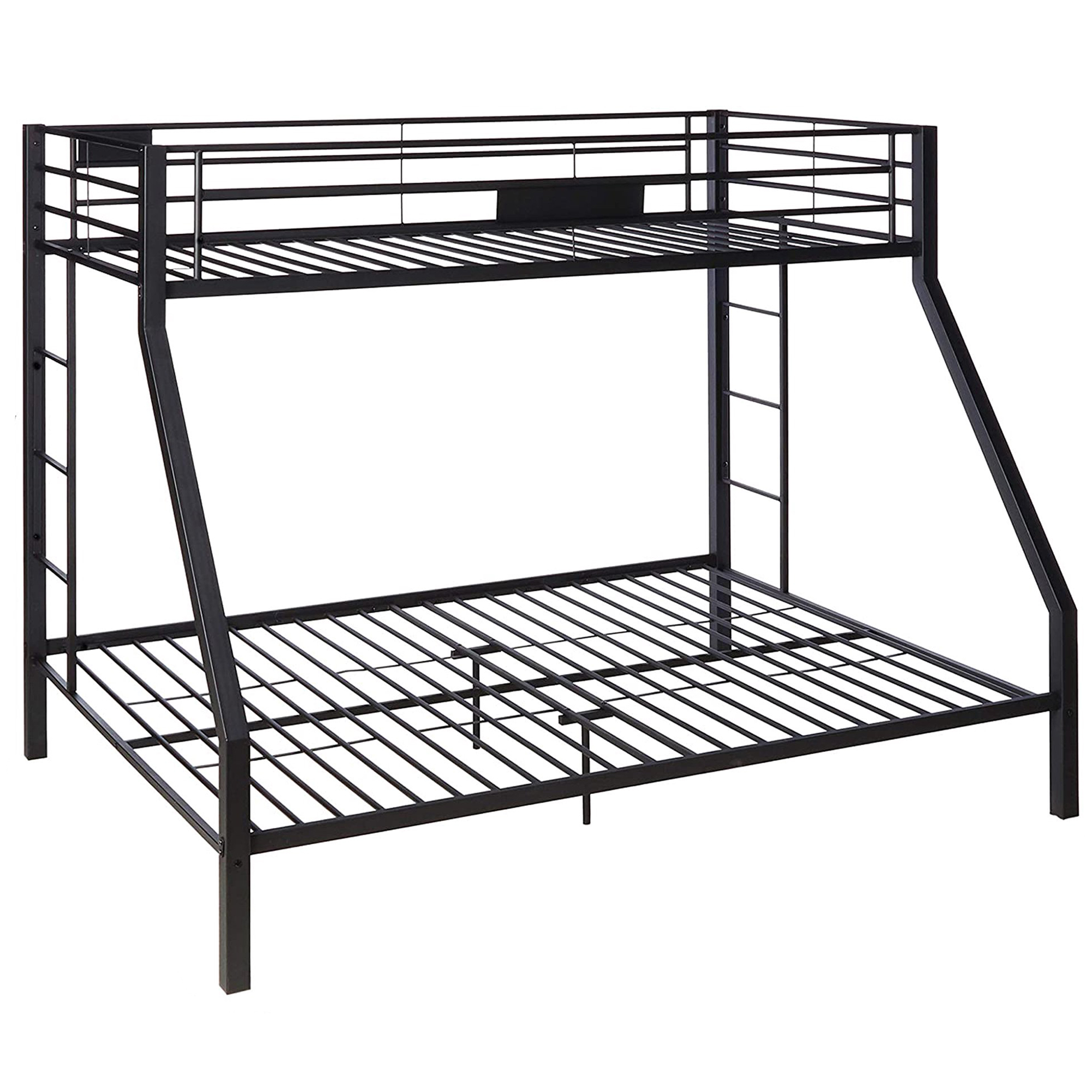 ACME Limbra Twin XL/Queen Bunk Bed Frame w/ Ladders & Guardrail, Black