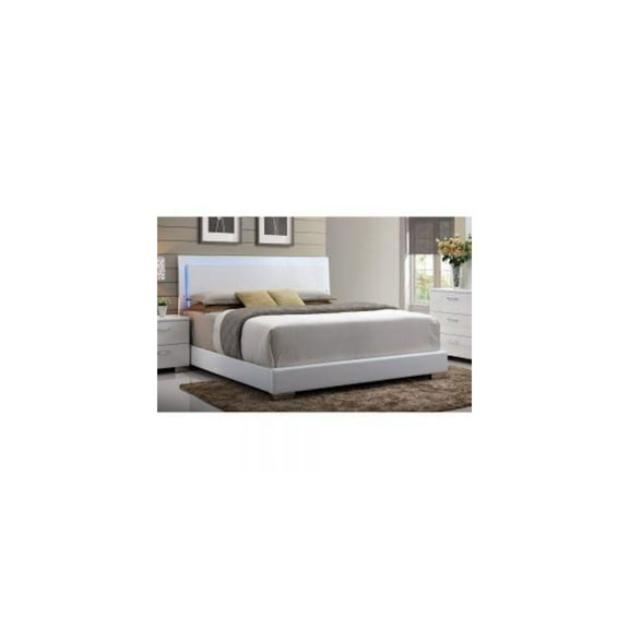 ACME Lorimar Eastern King Bed with LED in White PU, Multiple Sizes
