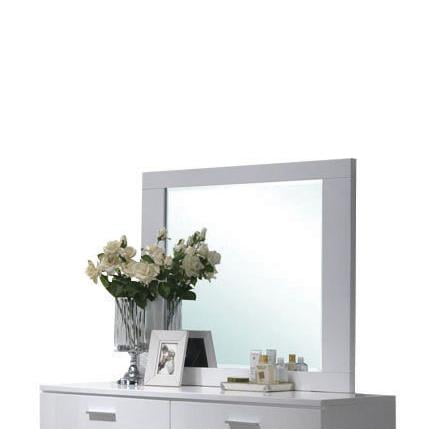 Lorimar Beveled White Rectangular Wooden Mirror 38"x47"