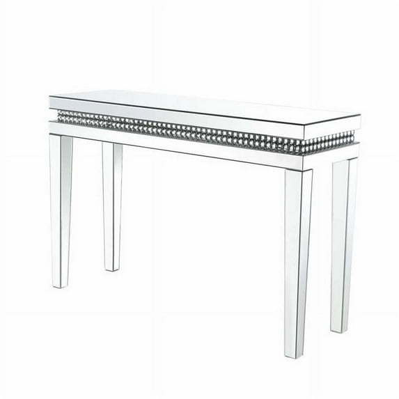 Lotus Sofa Table in Mirrored & Faux Crystals Inlay