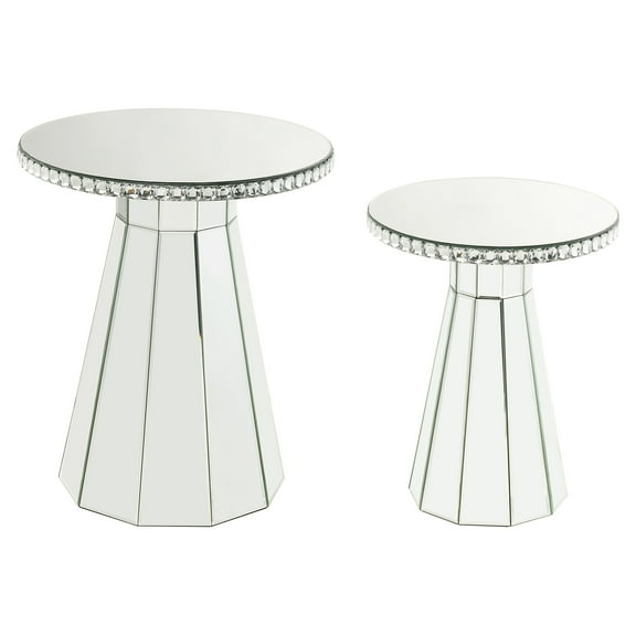 ACME Lotus Round Accent Table in Mirrored