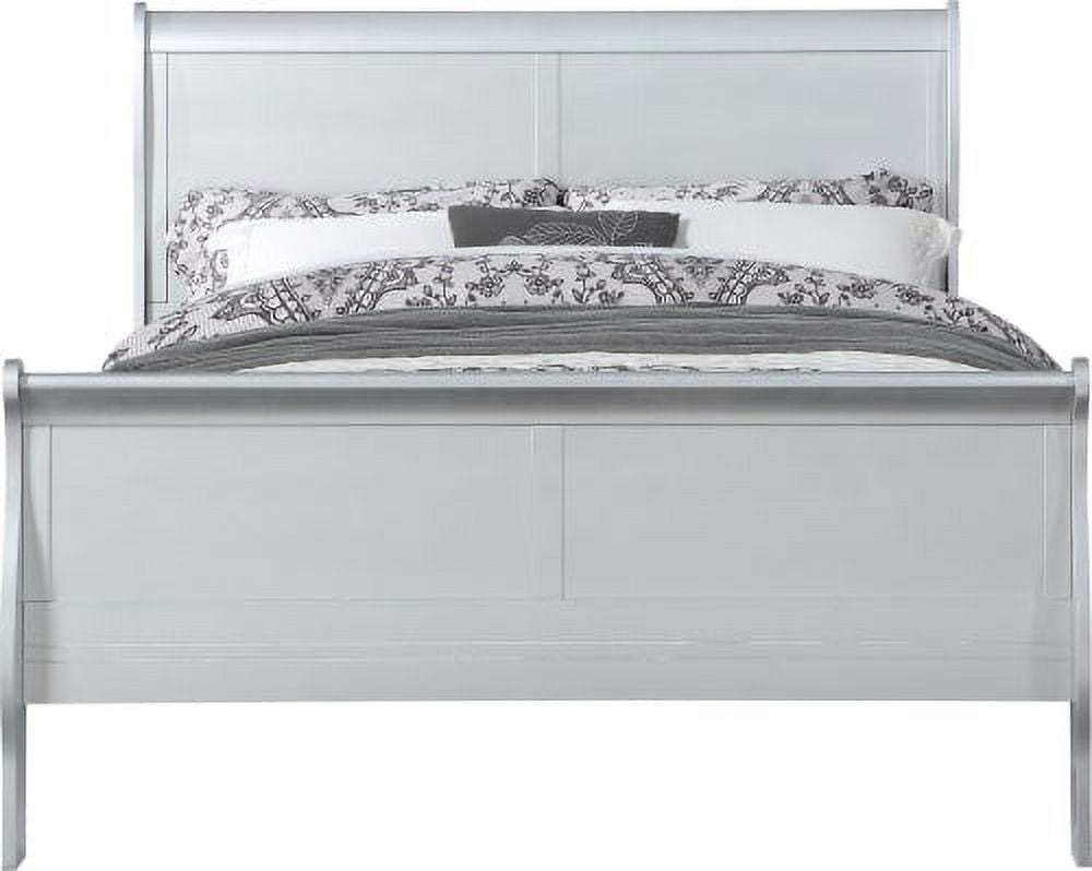 Platinum Full Wood Frame Sleigh Bed with Drawers