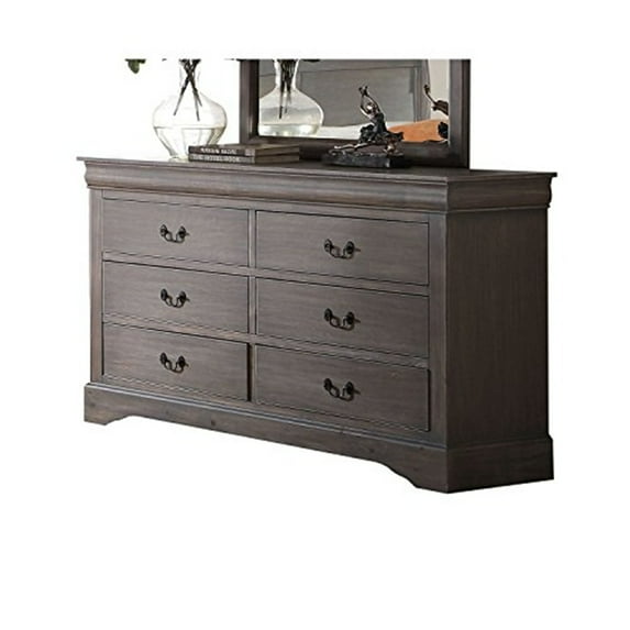 ACME Louis Philippe III Dresser, Antique Gray-Color:Antique Gray,Quantity:1,Style:Traditional