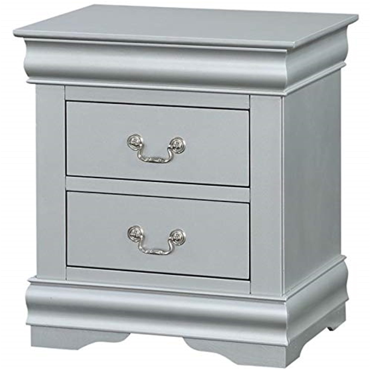 Louis Philippe III 22" Platinum Solid Wood 2-Drawer Nightstand