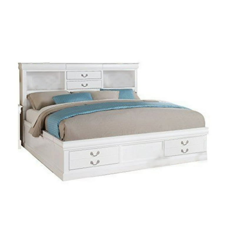 Acme louis philippe iii queen bed with storage top