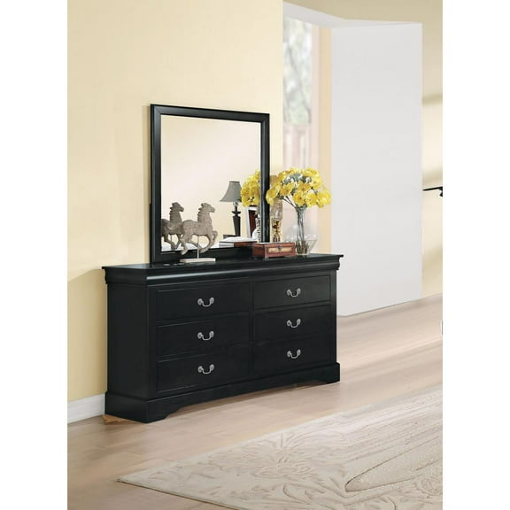 Acme Furniture Louis Philippe III Black Dresser with Six Drawers