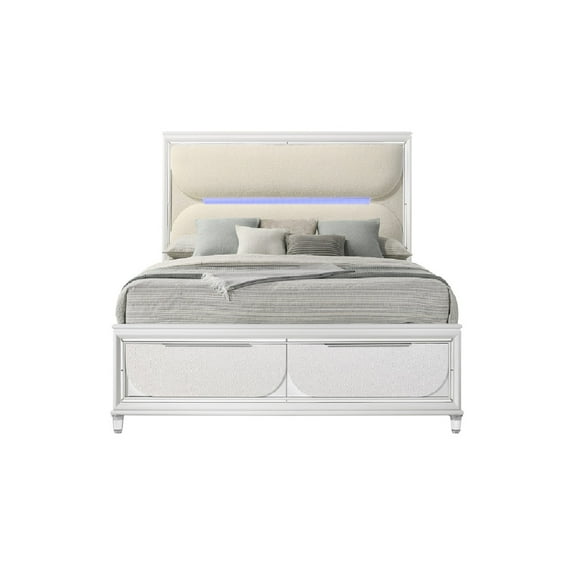 ACME Lucienne EK Bed W/Led, Beige Velvet