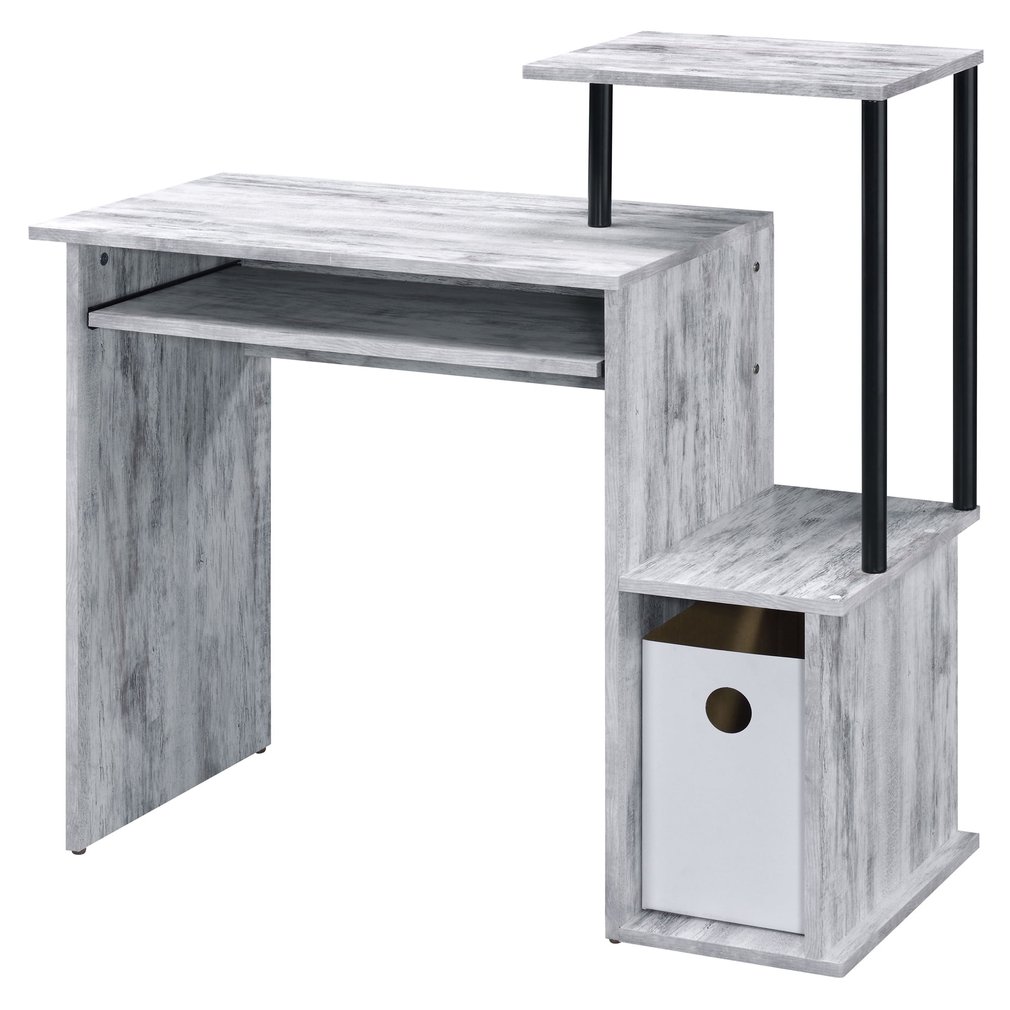 Black and Antique White Wooden Executive Desk with Keyboard Tray