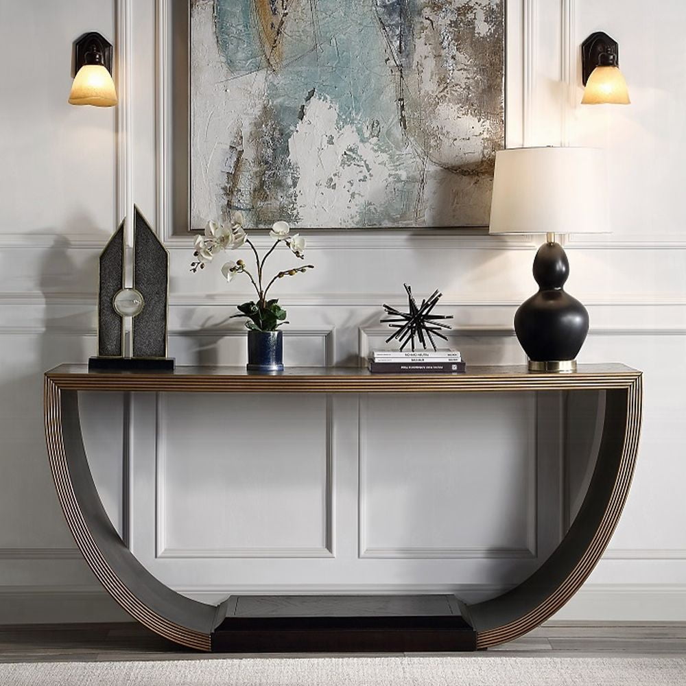 Acme Maceo Console Table Black & Gold