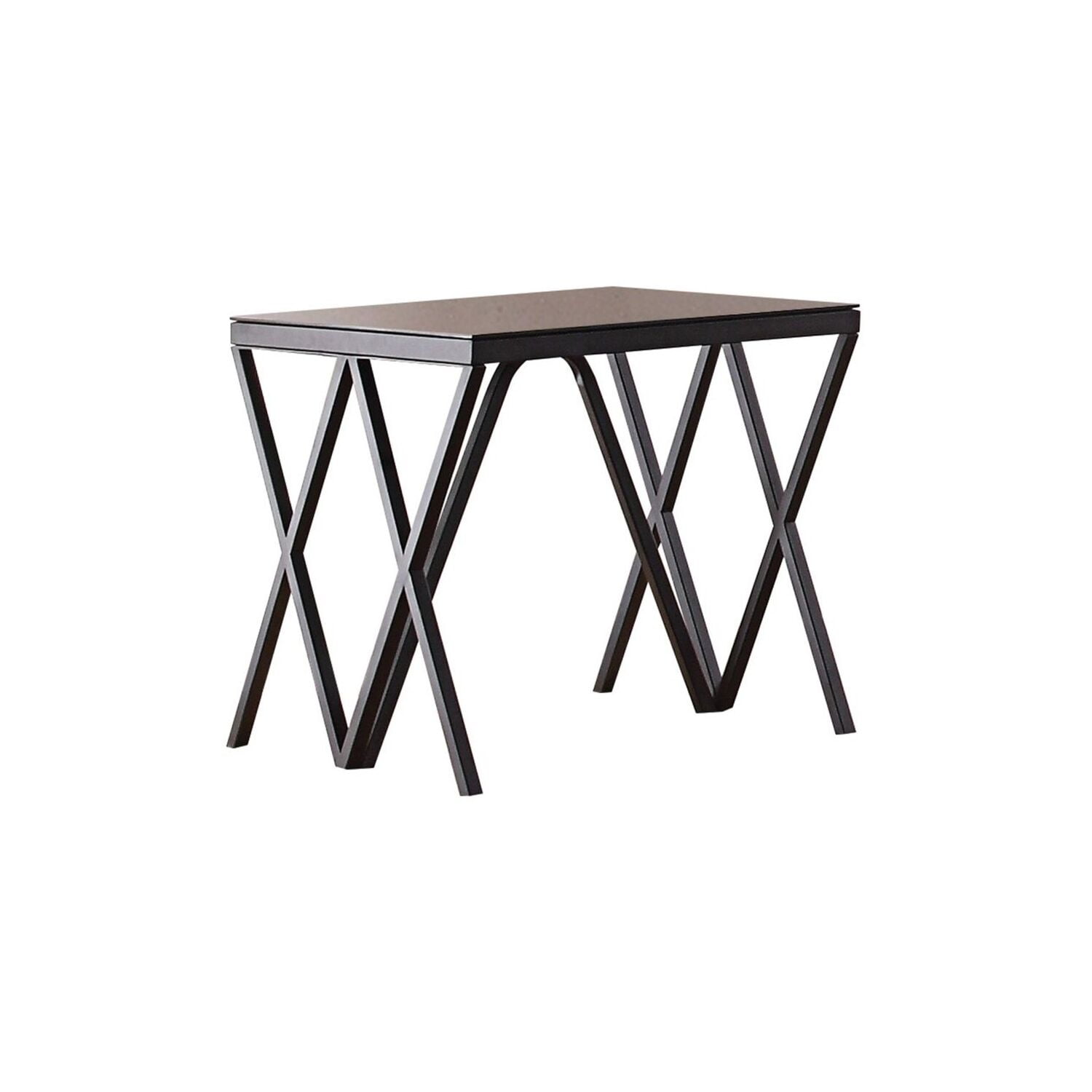 Magenta 22" Black Metal and Glass Square End Table