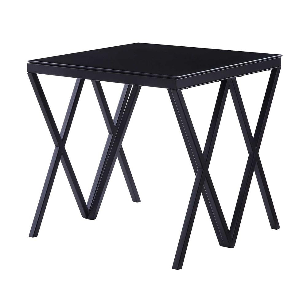 Magenta 22" Black Metal and Glass Square End Table