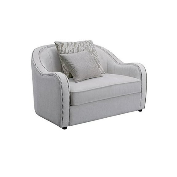 ACME Mahler Chair with 2 Pillows in Beige Linen Fabric