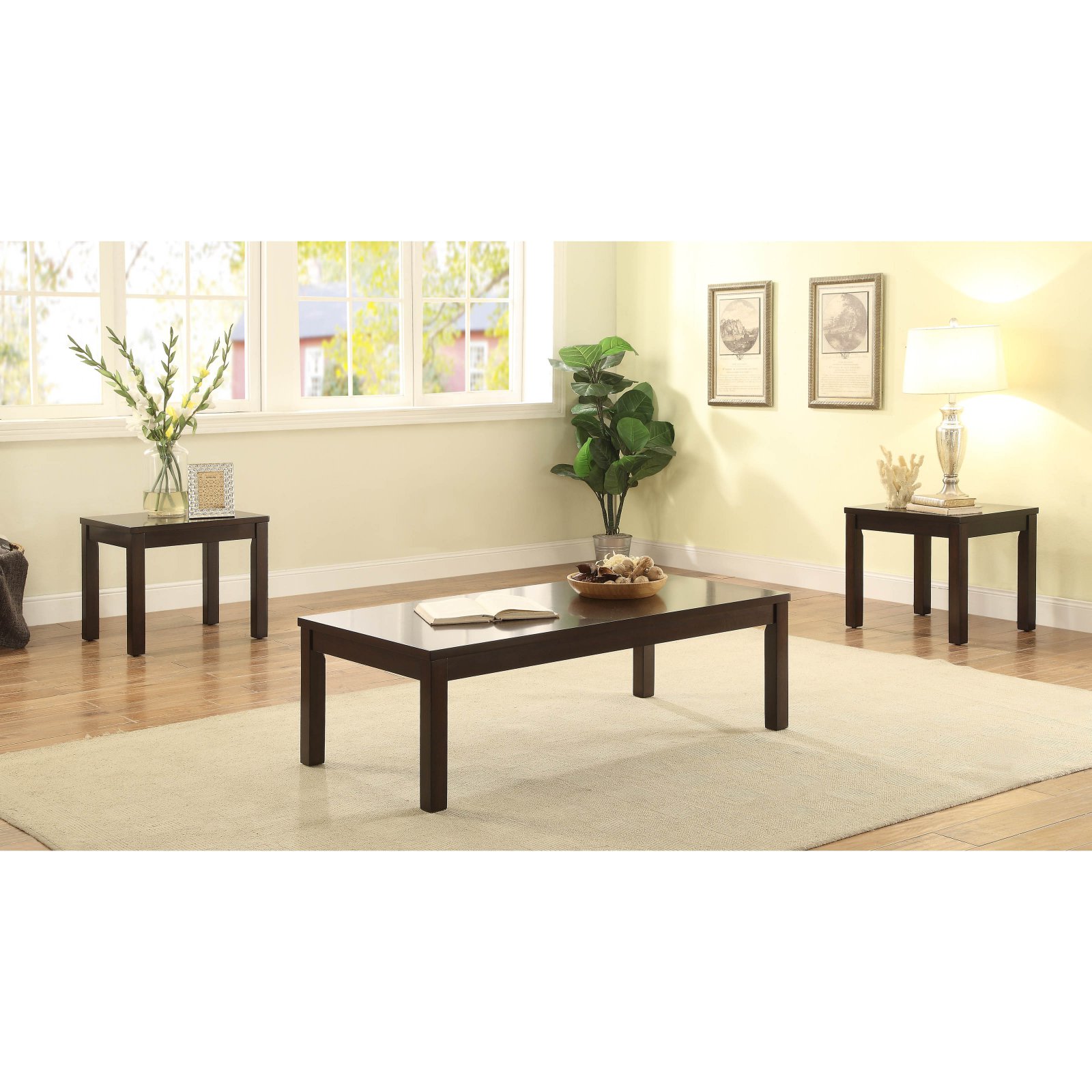 ACME Malak 3Pc Pack Coffee/End Table Set, Walnut-Finish:Walnut,Style:Contemporary/Casual - image 1 of 4