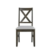 ACME Marit Wood & Fabric Dining Side Chair in Gray Set of 2