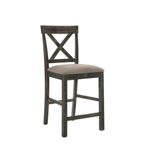 ACME Martha II Counter Height Chair in Tan Linen and Weathered Gray (Set of 2)