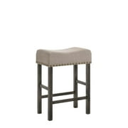 ACME Martha II Counter Height Stool in Tan Linen and Weathered Gray Set of 2