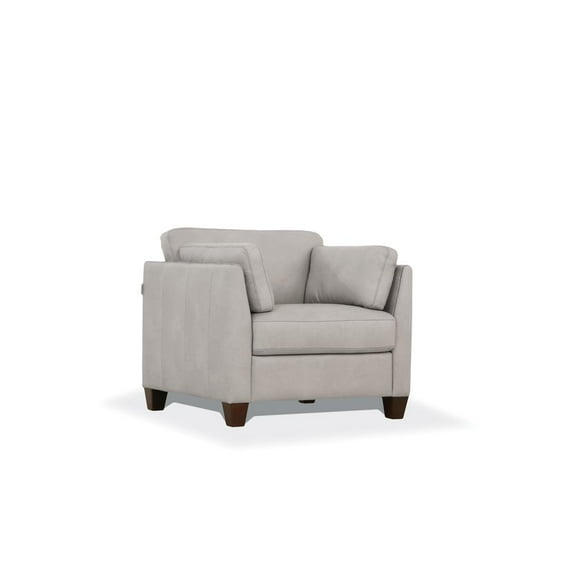 ACME Matias Leather Accent Chair in Dusty White