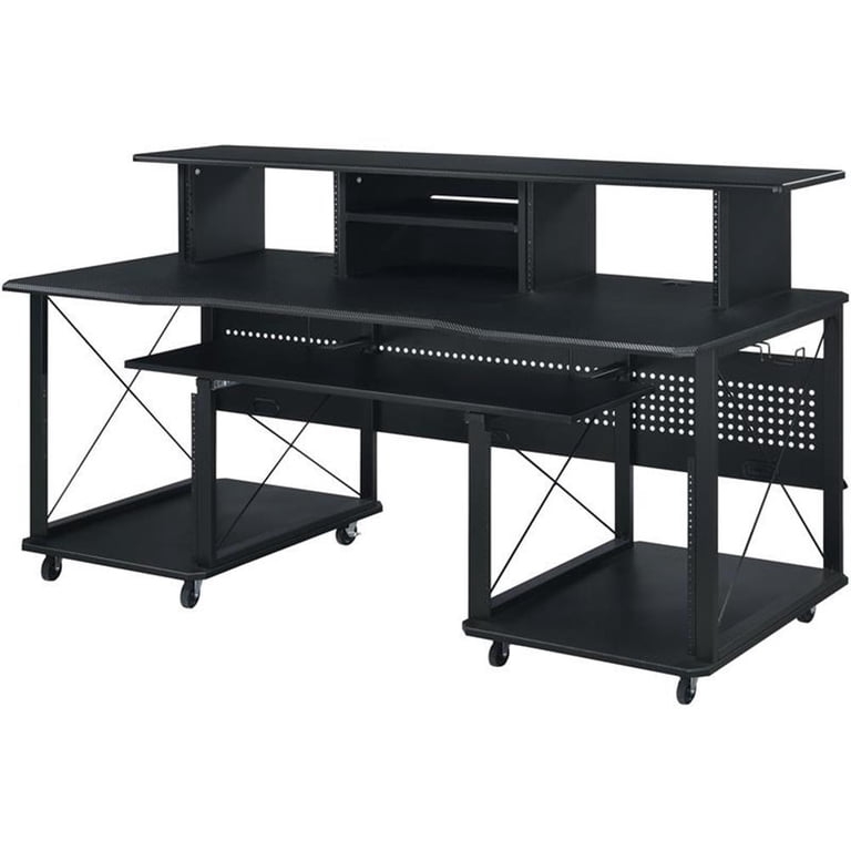ACME Furniture Megara Studio Music Desk, Black Finish, Shelves