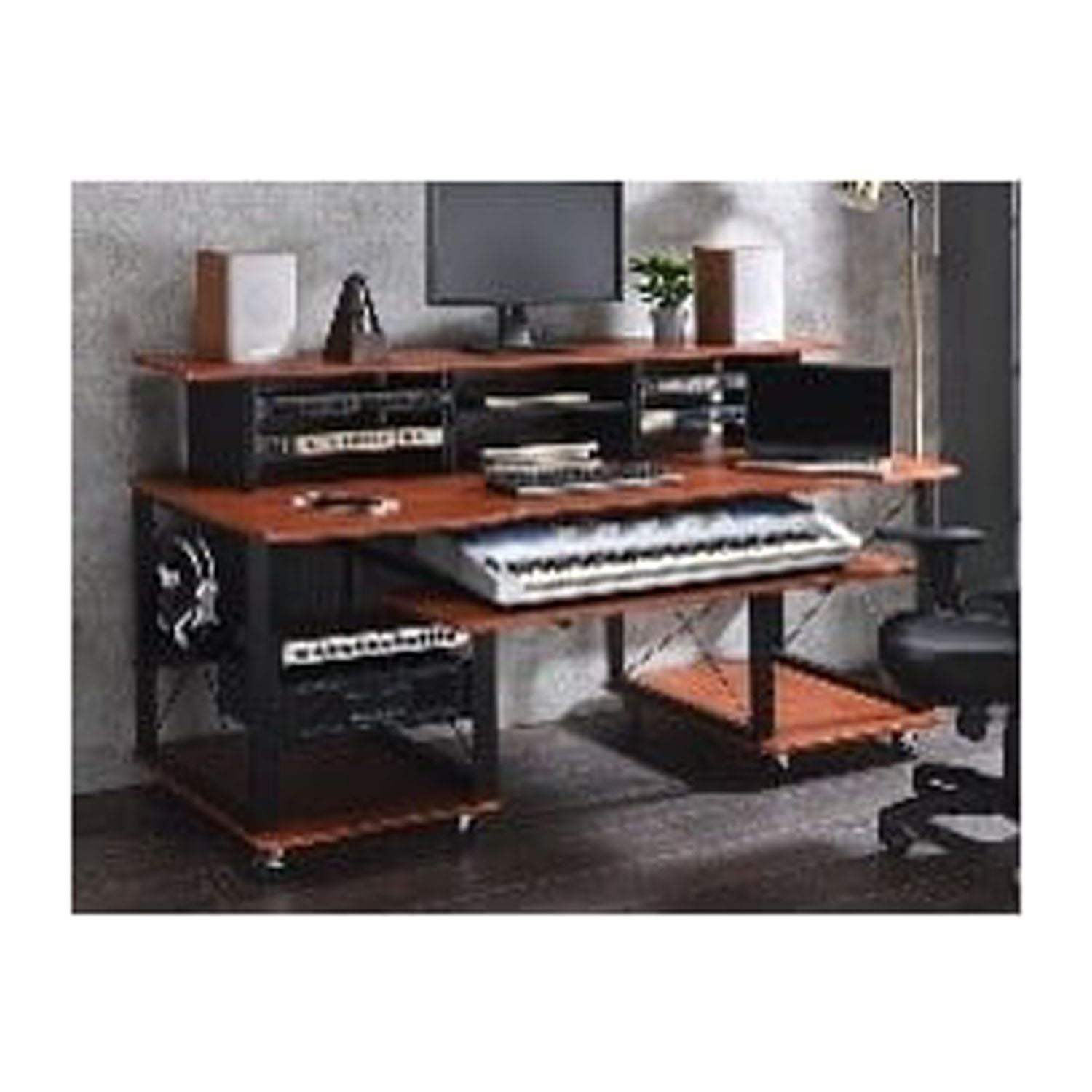 Megara Cherry & Black 72" Music Desk with Keyboard Tray