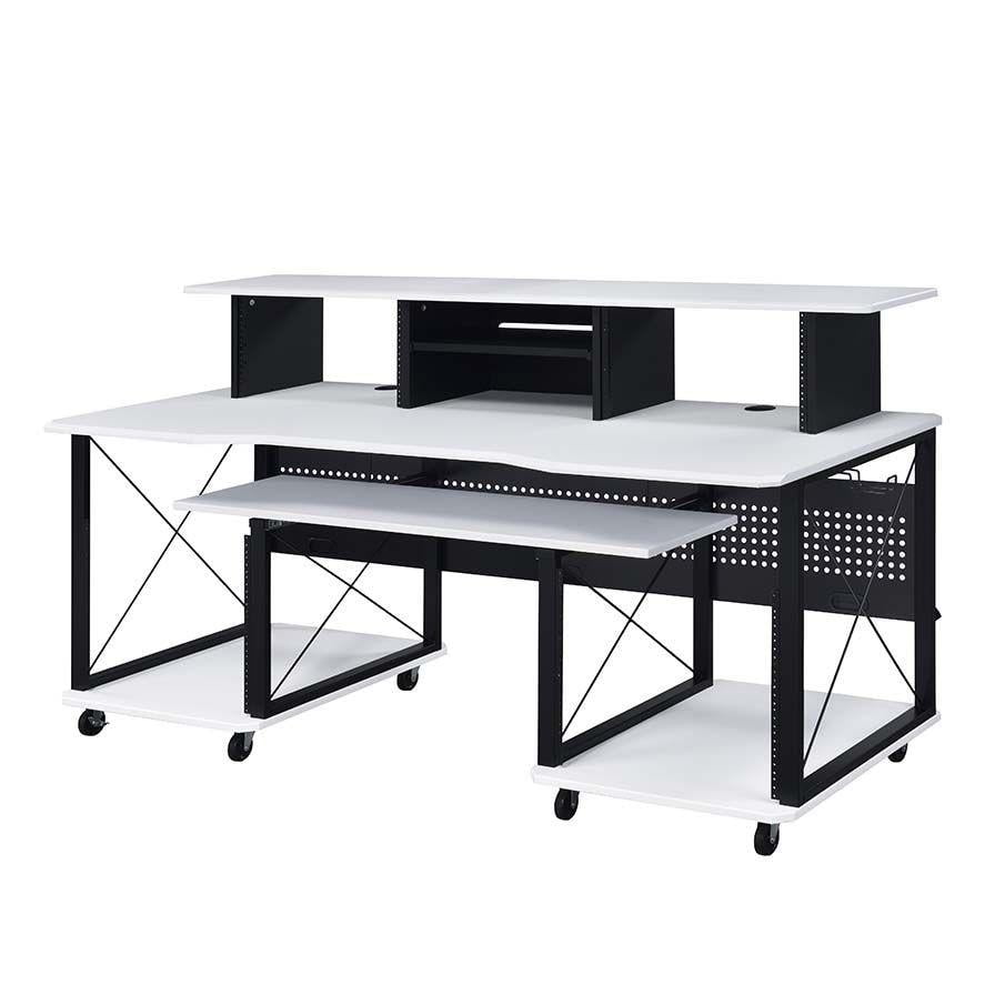 Megara Black and White Cherry Wood Music Desk with Keyboard Tray