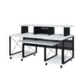 thumbnail image 1 of ACME Megara Storage Rectangular Music Desk with Metal Frame in White and Black, 1 of 7