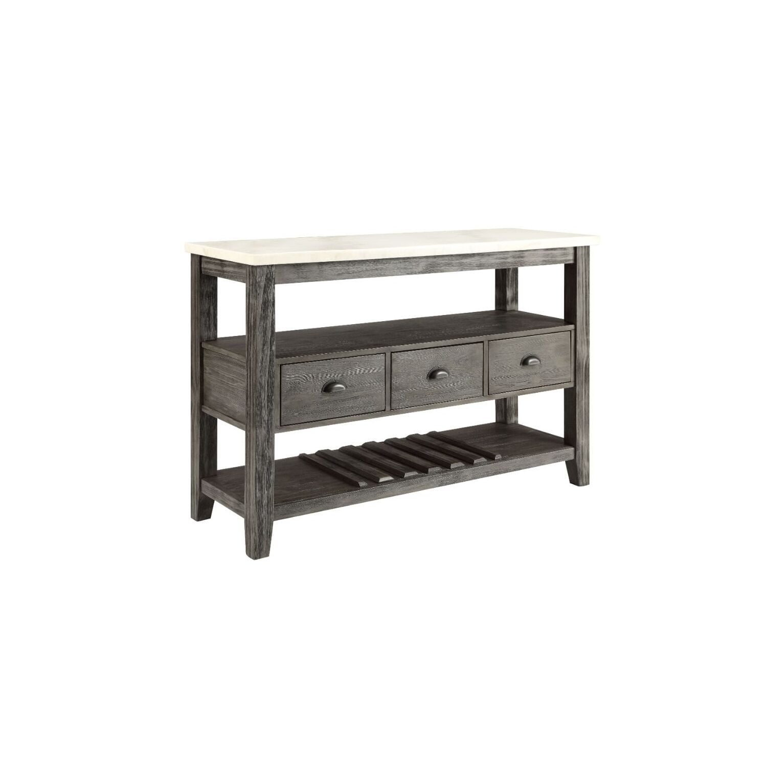 ACME Merel Server White Marble & Gray Oak 36 x 54 x 18 in