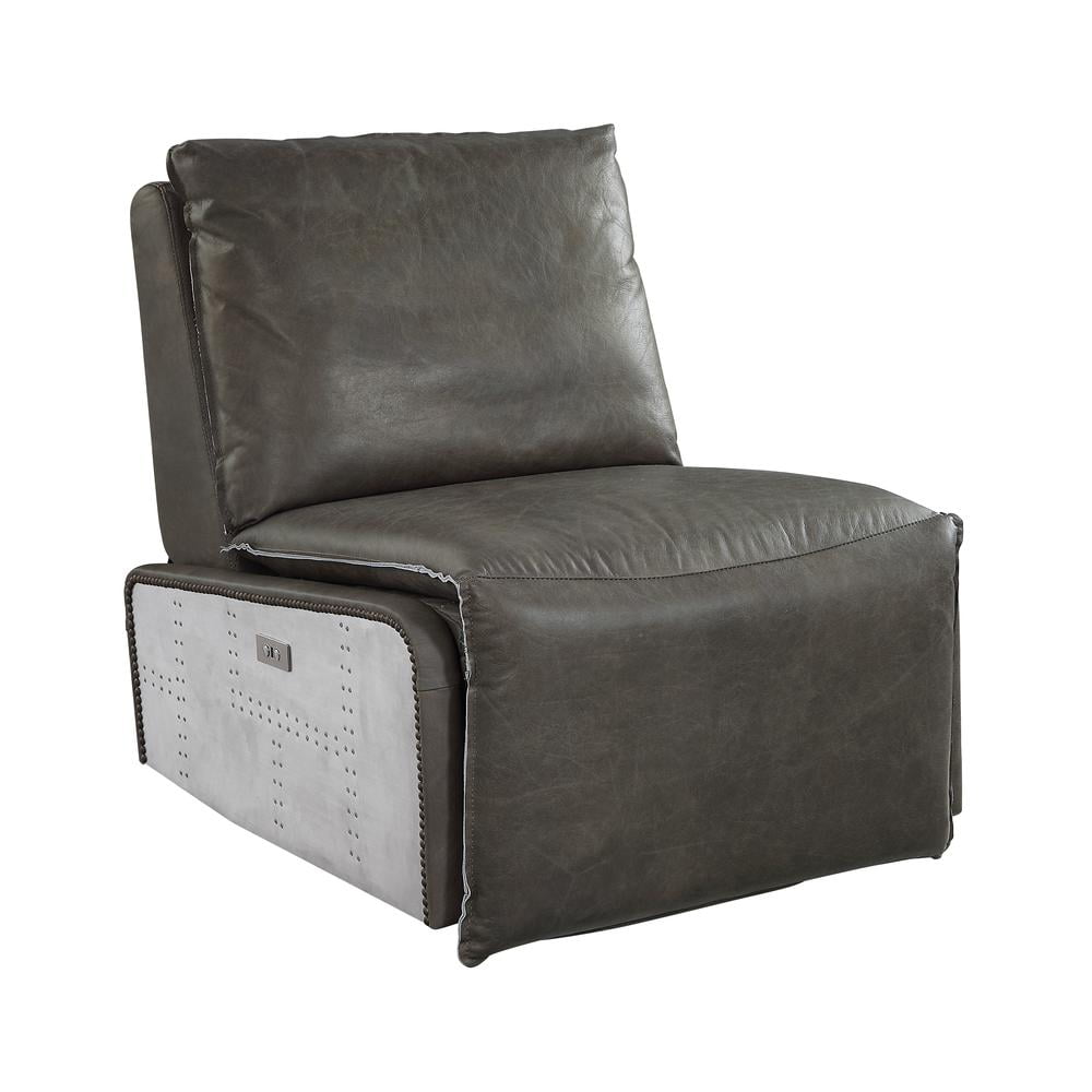 Metier Gray Top Grain Leather & Aluminum Swivel Recliner