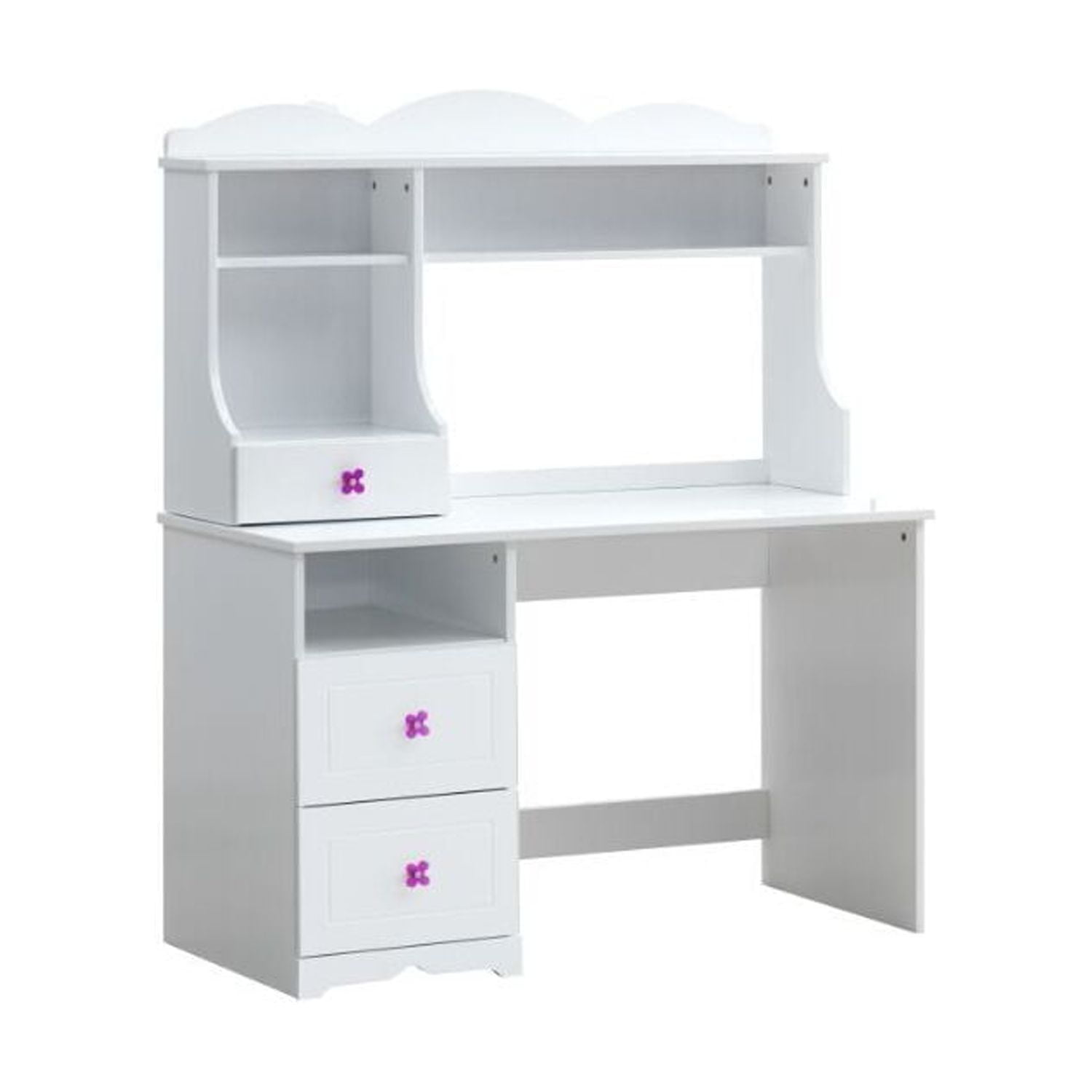 Meyer White Wood Desk Hutch with Storage Drawer