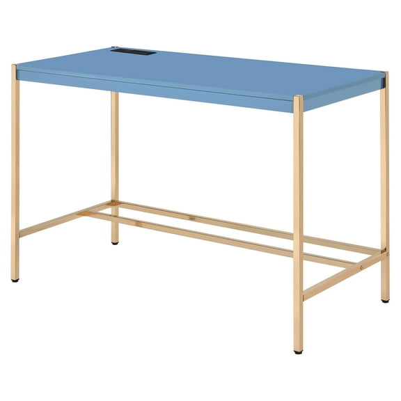 ACME Midriaks Writing Desk with USB Port in Navy Blue and Gold