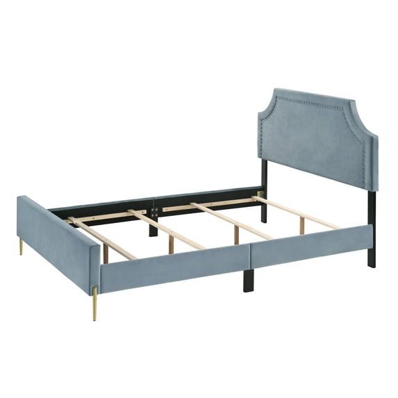 ACME Milla Eastern King Bed in Light Blue Velvet