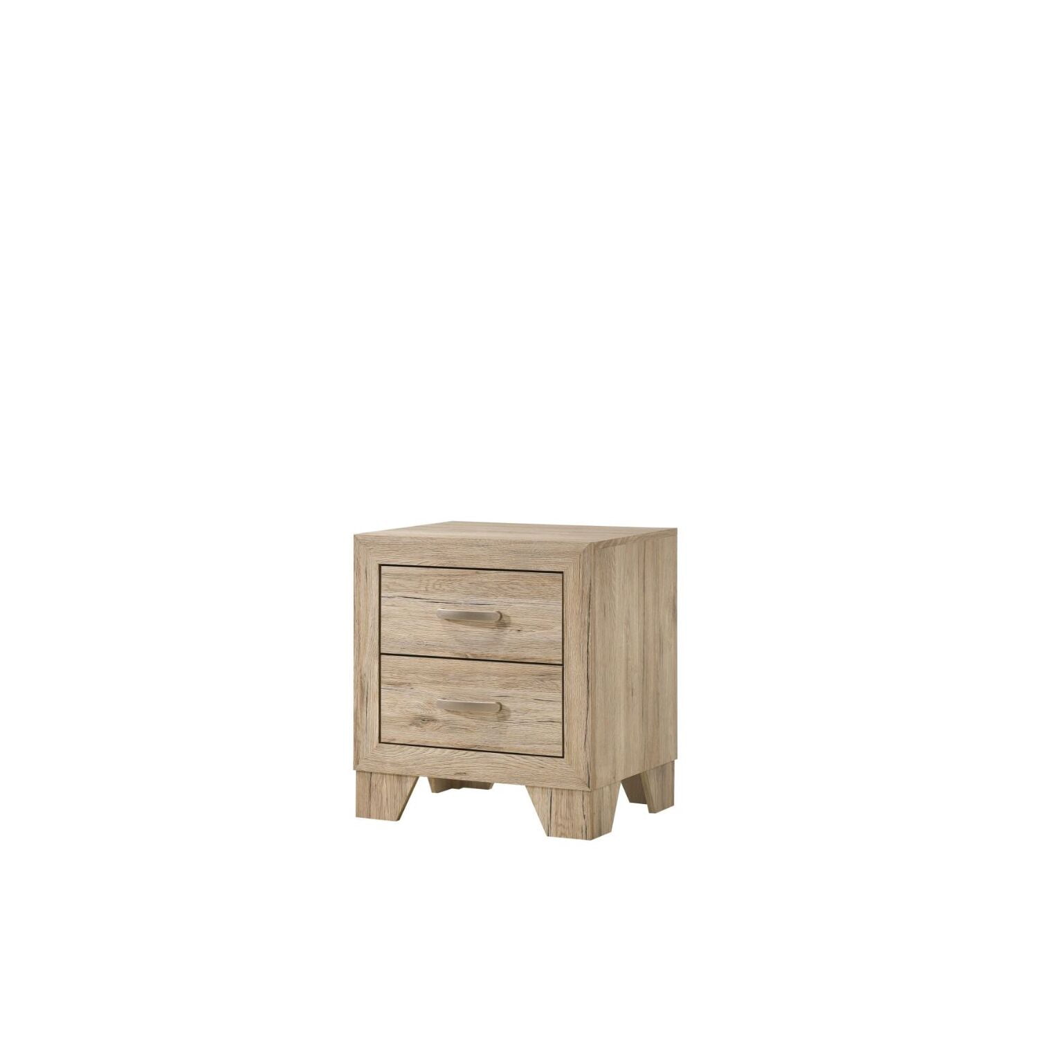 Natural Washed Oak 2-Drawer Wooden Nightstand