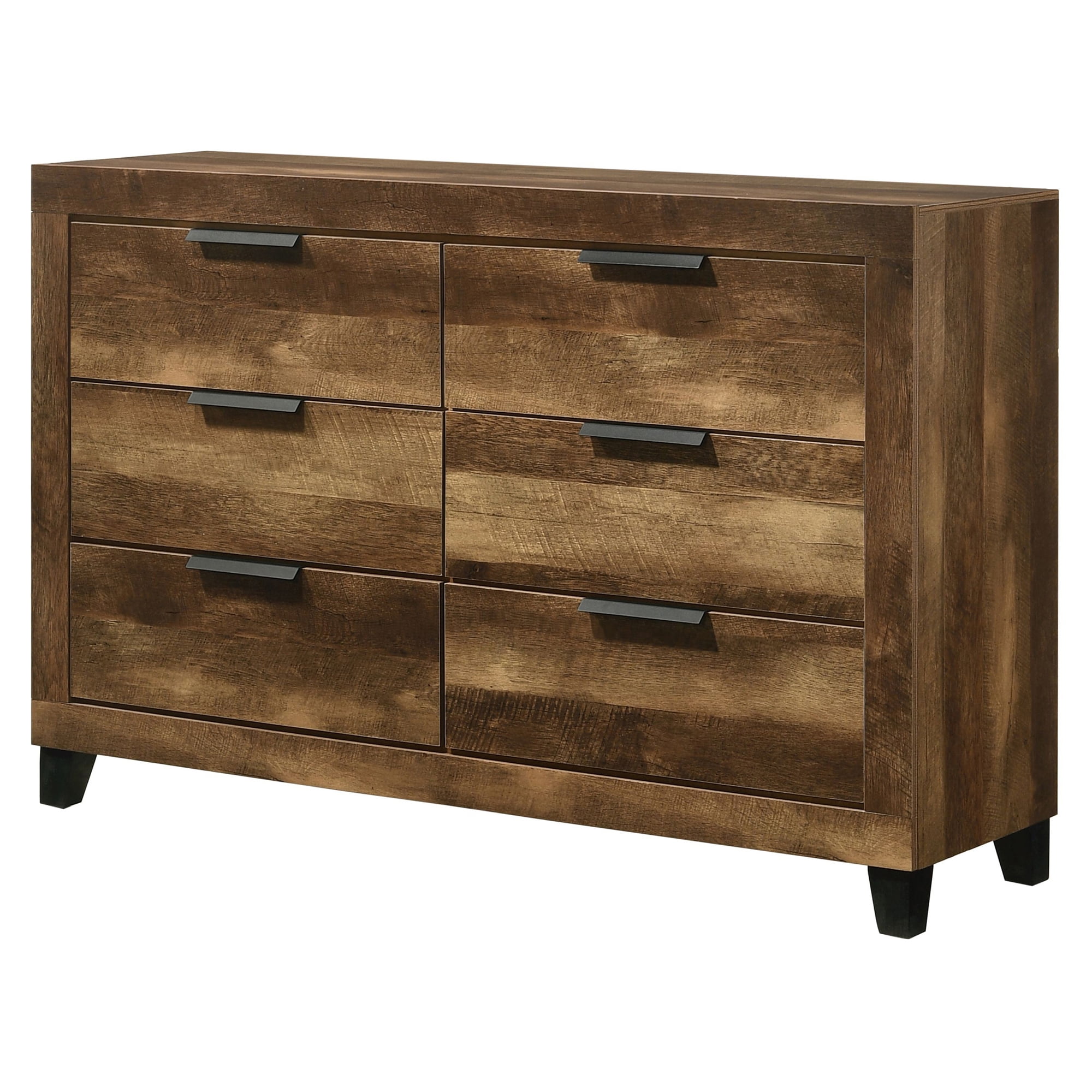 Rustic Brown Double Dresser with Dovetail Drawers